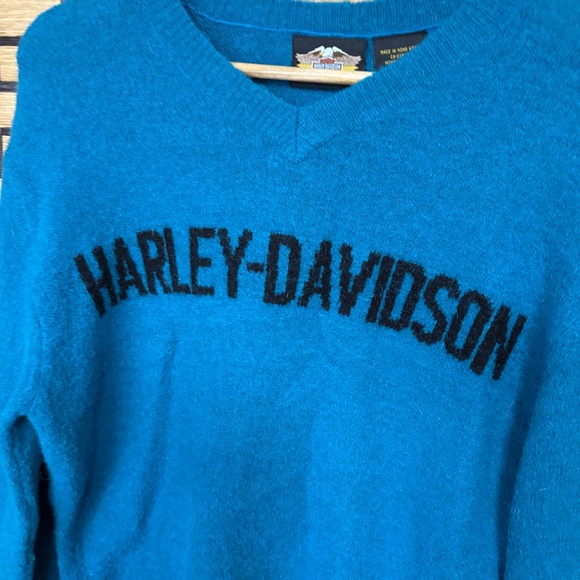 Harley‎ Davidson Teal Wool Blend Sweater Size Small - Picture 3 of 6